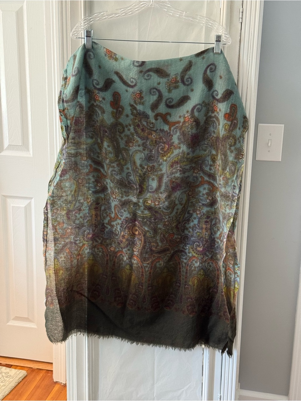 J. Jill Teal Paisley Lightweight Scarf with Multicolor Accents